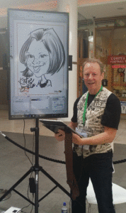 rick iPad caricaturist with iPad and TV Display