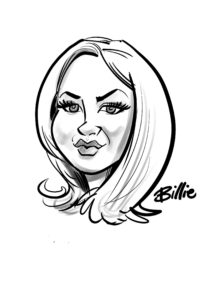 black line head and shoulders caricature
